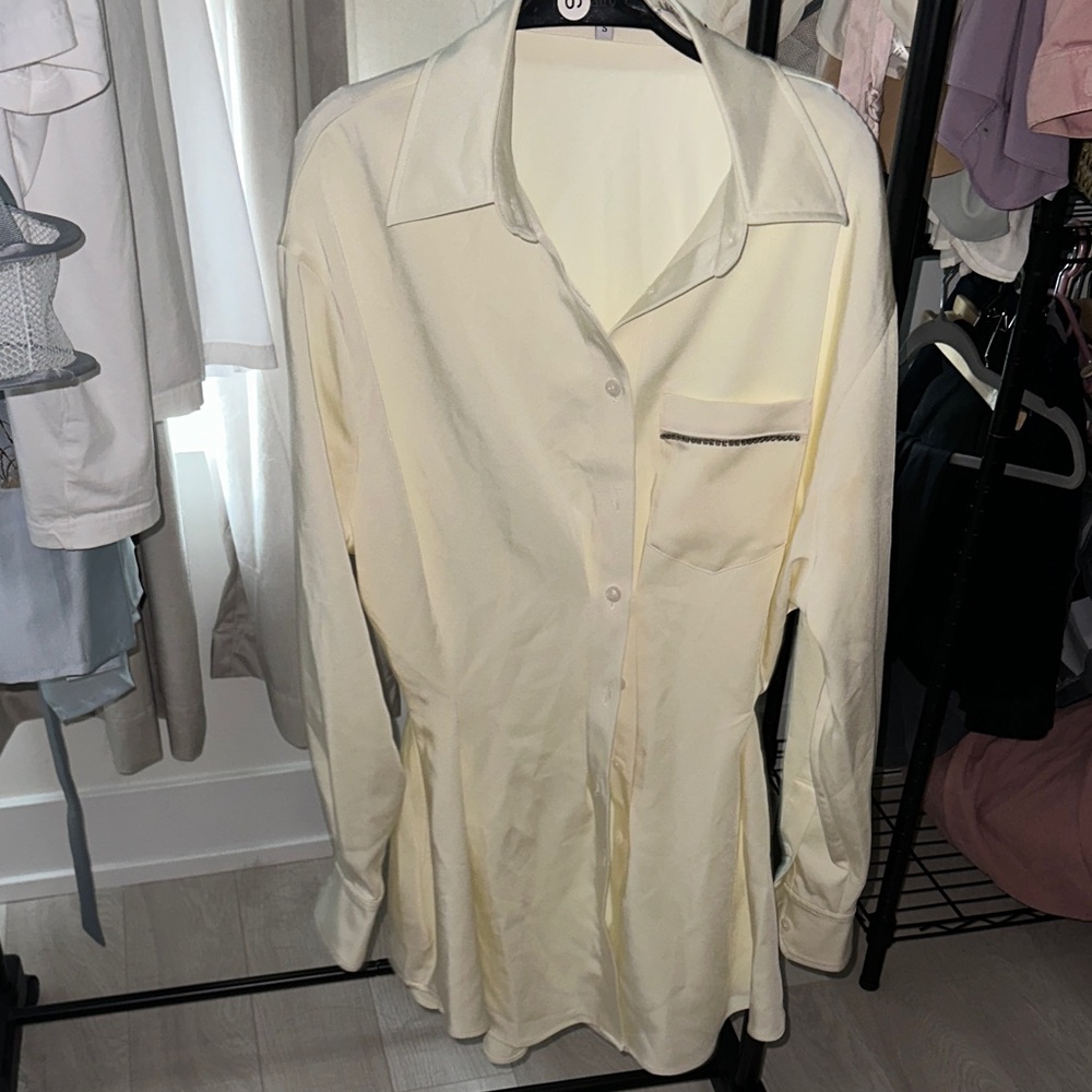 Elegant Cream Shirt Dress